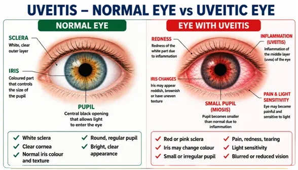 Uveitis: NORMAL-EYE-UVEITIC-EYE